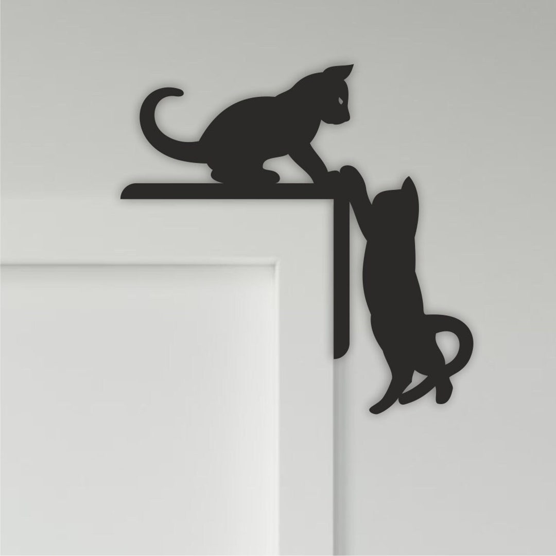 Cats Door Frame Decor Laser Cut Files Cnc Router Plans SVG DXF Etsy