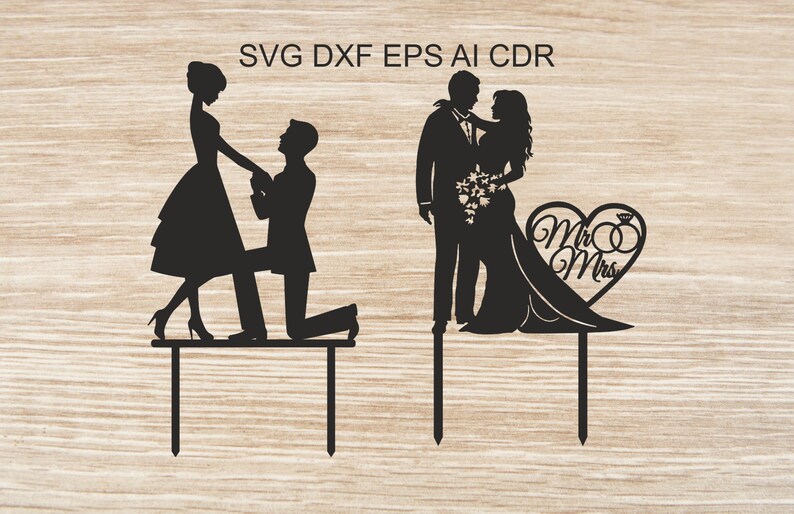 Download Bride groom svg Mr and mrs DXF Wedding cake topper SVG ...