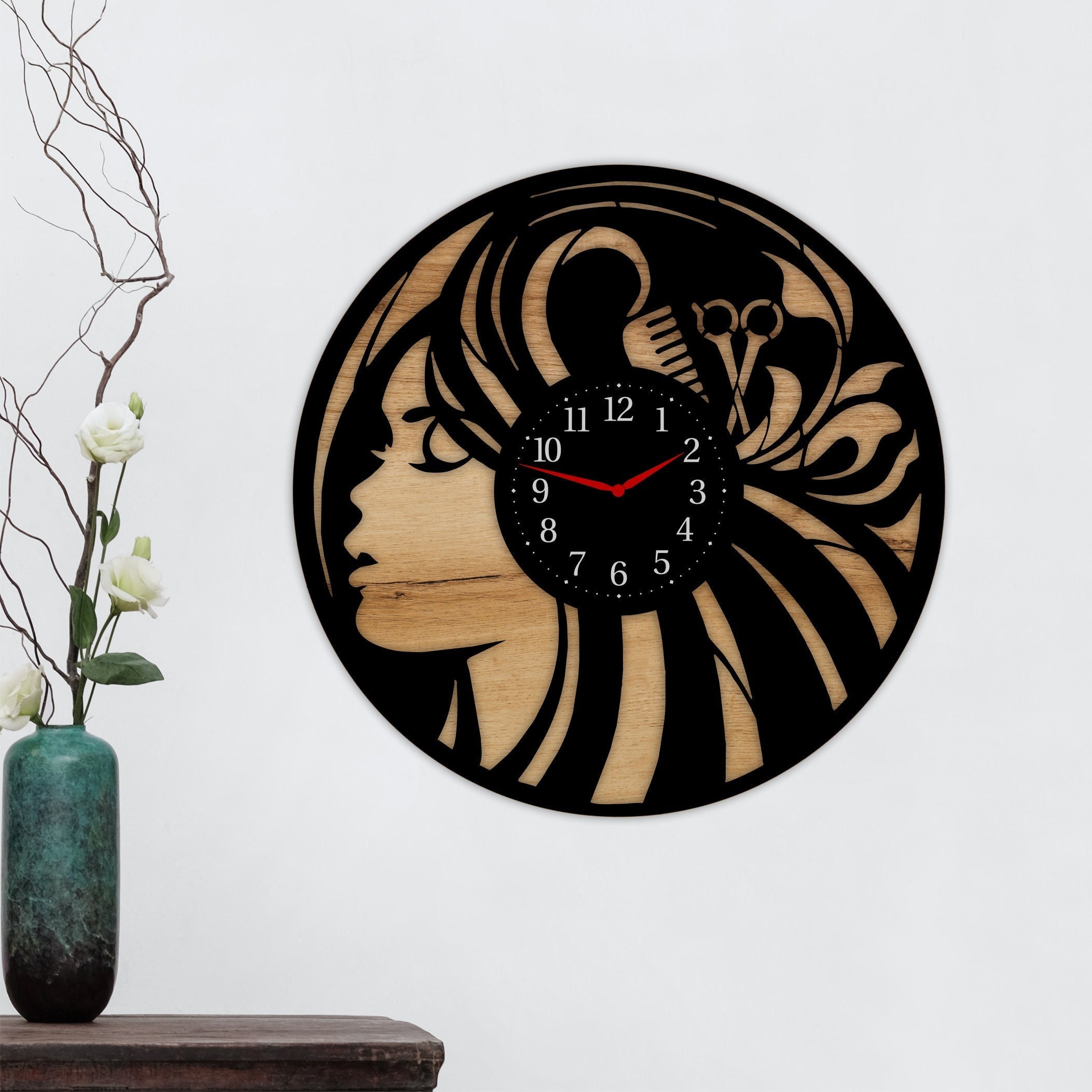 Hairdresser Clock Svg Beauty Salon Wall Clock Svg Clock Dxf Etsy