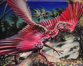 Archaeopteryx II PRINT of pastel drawing by Joe Winans c.1990