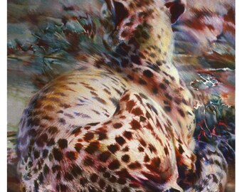 Cheetah I PRINT of animal pastel drawing by Joe Winans c.1989