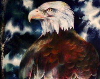 Bald Eagle PRINT of pastel drawing by Joe Winans c.1989