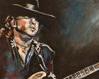 Original acrylic STEVIE RAY VAUGHAN - Sold