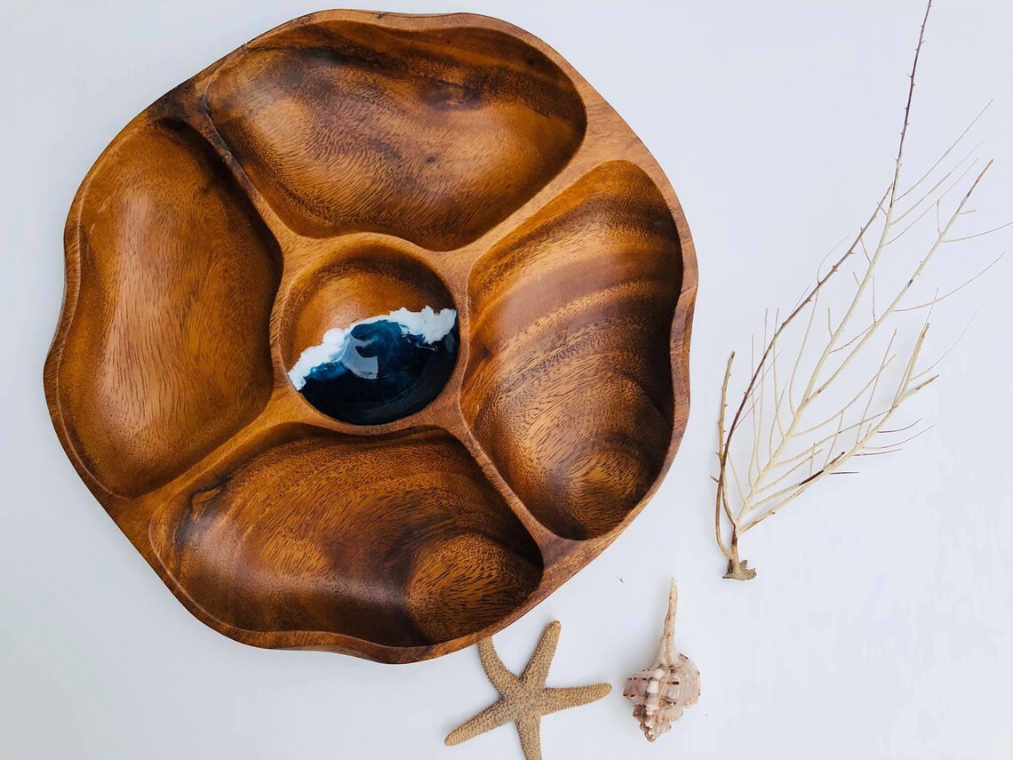 Boho Serving Tray Charcuterie Board Wooden Serving Dish Etsy