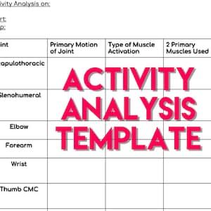 Activity Analysis Template (& Complete Example) for Upper Extremity
