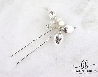 Wedding Hair Pins | Bridal Hair Piece | Pearl Wedding Hair Piece | Silver Bridal Hair Pins | Crystal Hair Pins | Bridesmaids Gift | LYON