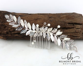 Bridal Hair Comb Silver | Wedding Headpiece | Bridal Hair Piece | Olive Leaf Hair Comb | Greek Hair Comb | Wedding Hair Vine | ATHENS