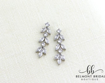 Bridal Earrings Silver | Wedding Earrings | Crystal Statement Earrings | Bridesmaid Earrings | Cubic Zirconia Earrings | STRASBOURG