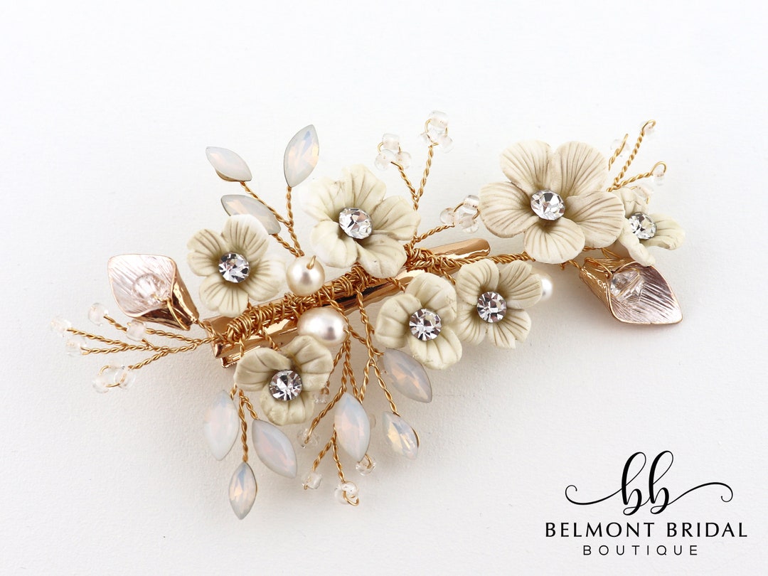 Gold Wedding Hair Clip Flower Hair Clip Wedding Hair Piece Bridal Headpiece Gold Hair