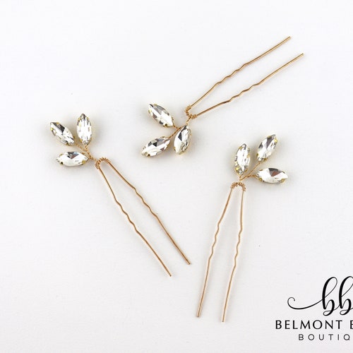 Crystal Wedding Leaf Hair Pins Bridal Hair Pins Pearls Small Etsy Canada