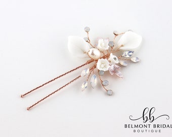 Wedding Hair Pins | Rose Gold Hair Pins | Leaf Hair Pins | Rose Gold Bridal Headpiece | Bridal Hair Piece | Bridesmaid Gift | TOFINO