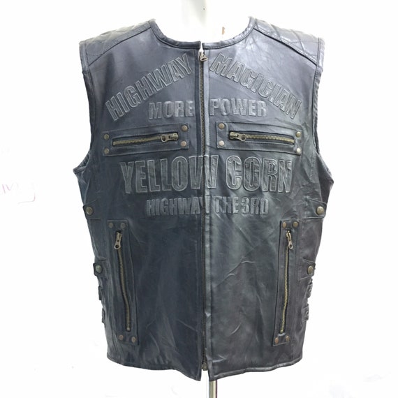 Yellow Corn Leather Sleeveless Jacket