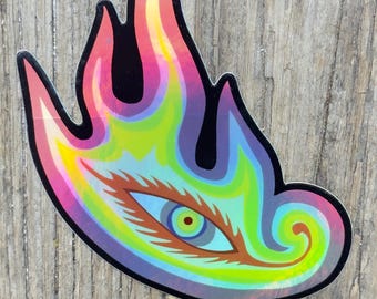 Flaming eye sticker