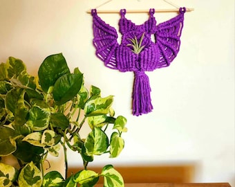 Purple Bat Airplant Holder Macrame