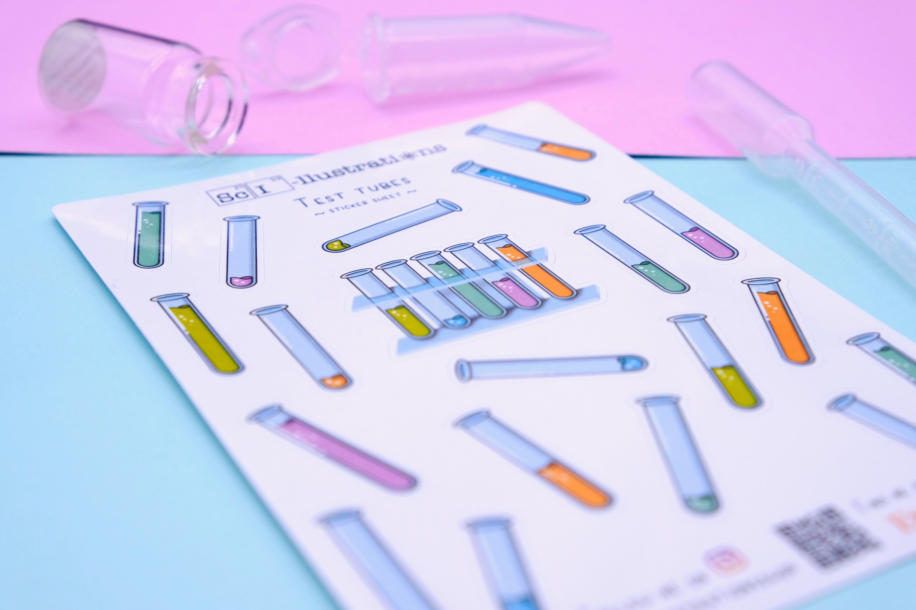 Sticker Sheet TEST TUBES | Lab Equipment | Biology Self Made Hand Drawn ...