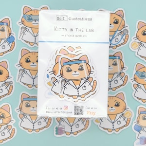 ステッカー バンドル KITTY in THE LAB | 生物学 | 科学 | 自作 | 手描き