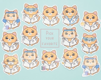 Sticker KITTY im LABOR | Biologie | Wissenschaft | selbst hergestellte | handgezeichnet