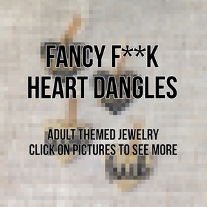 Fancy F**K Heart Dangles, Polymer Clay Jewelry, Adult Themed, Naughty Jewelry, Stainless Steel Posts, Swear Word Earrings, Risque Earrings