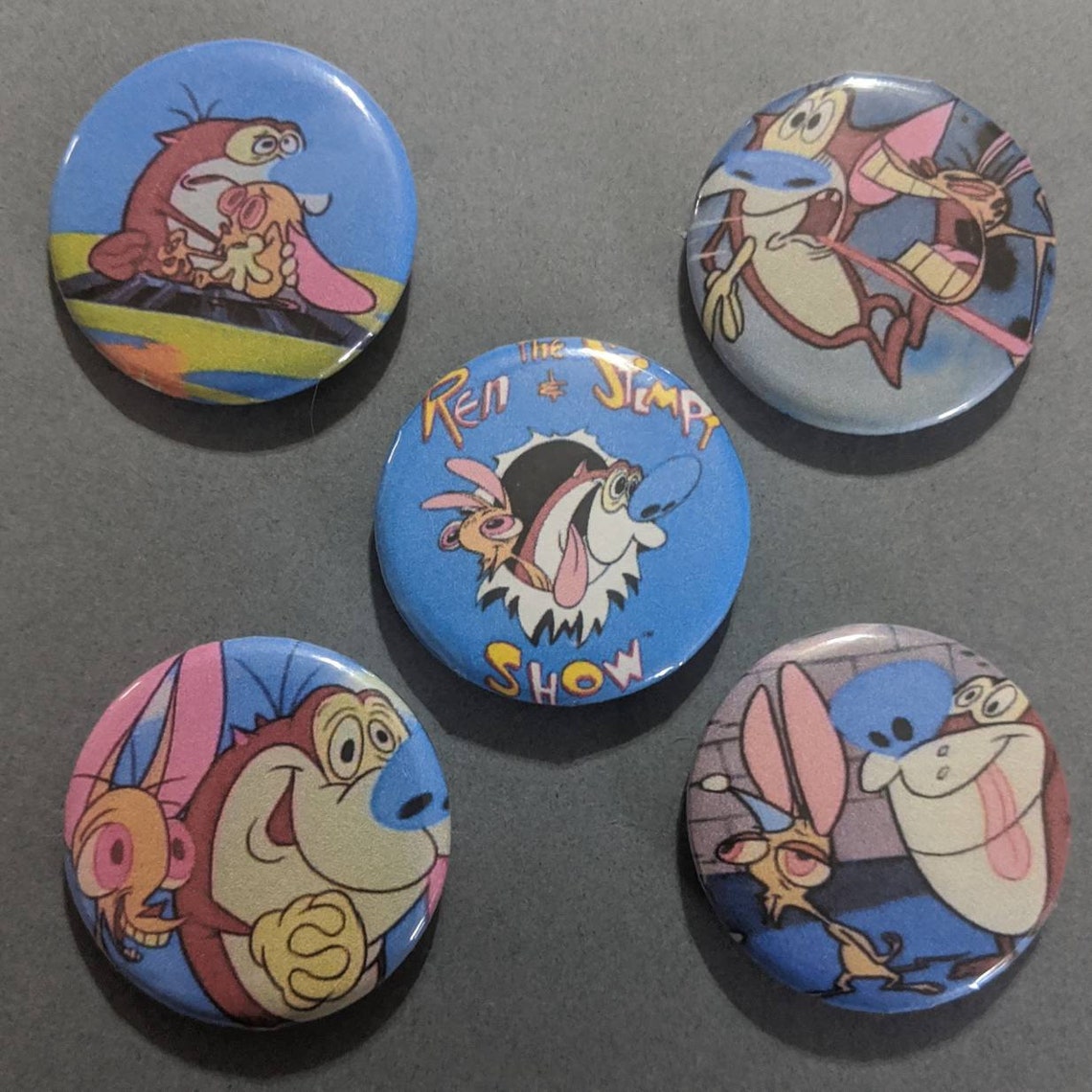 The Ren & Stimpy Show 5 Pin Button Badge Set 1 1/4 Round Etsy