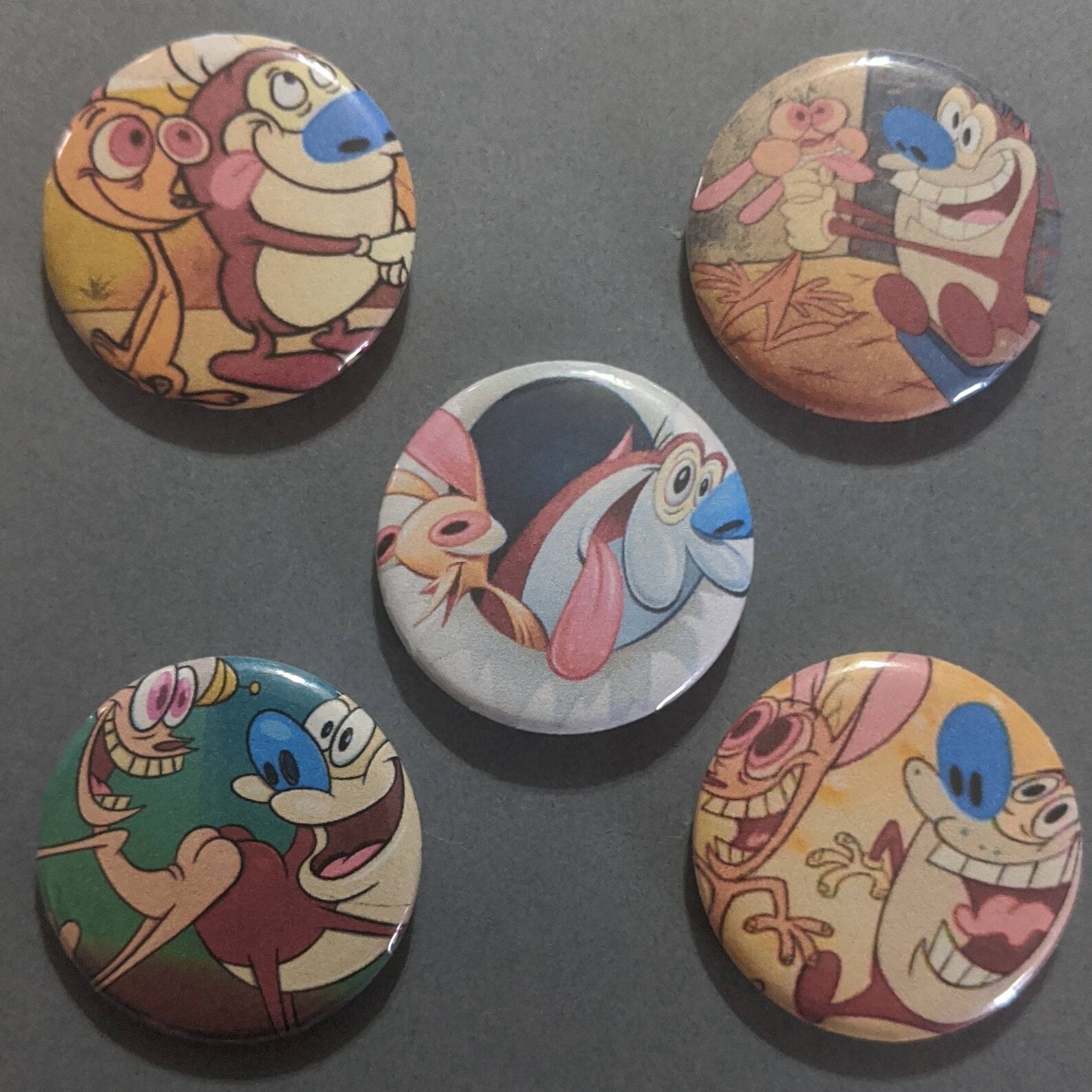 The Ren & Stimpy Show 5 Pin Button Badge Set 1 1/4 Round Etsy