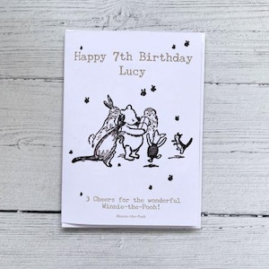 Carte personnalisée de Winnie l'ourson, carte d'anniversaire personnalisée, carte d'illustration, carte mignonne, carte d'anniversaire, carte d'âge, cartes de voeux