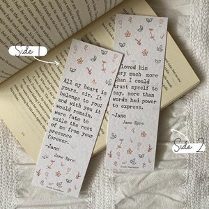 Marcador de Jane Eyre, Marcador de Charlotte Brontë, Cita de Jane Eyre, Marcador con cita, Marcador romántico, Regalo de libro, Regalo de Jane Eyre