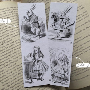 Alice&#39;s Adventures in Wonderland Bookmark, The White Rabbit Illustration, Alice in Wonderland Bookmark, Lewis Carroll Bookmark, Book gift