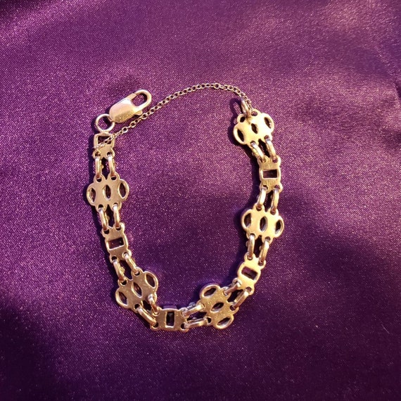 Handmade vintage sterling silver link bracelet wi… - image 4