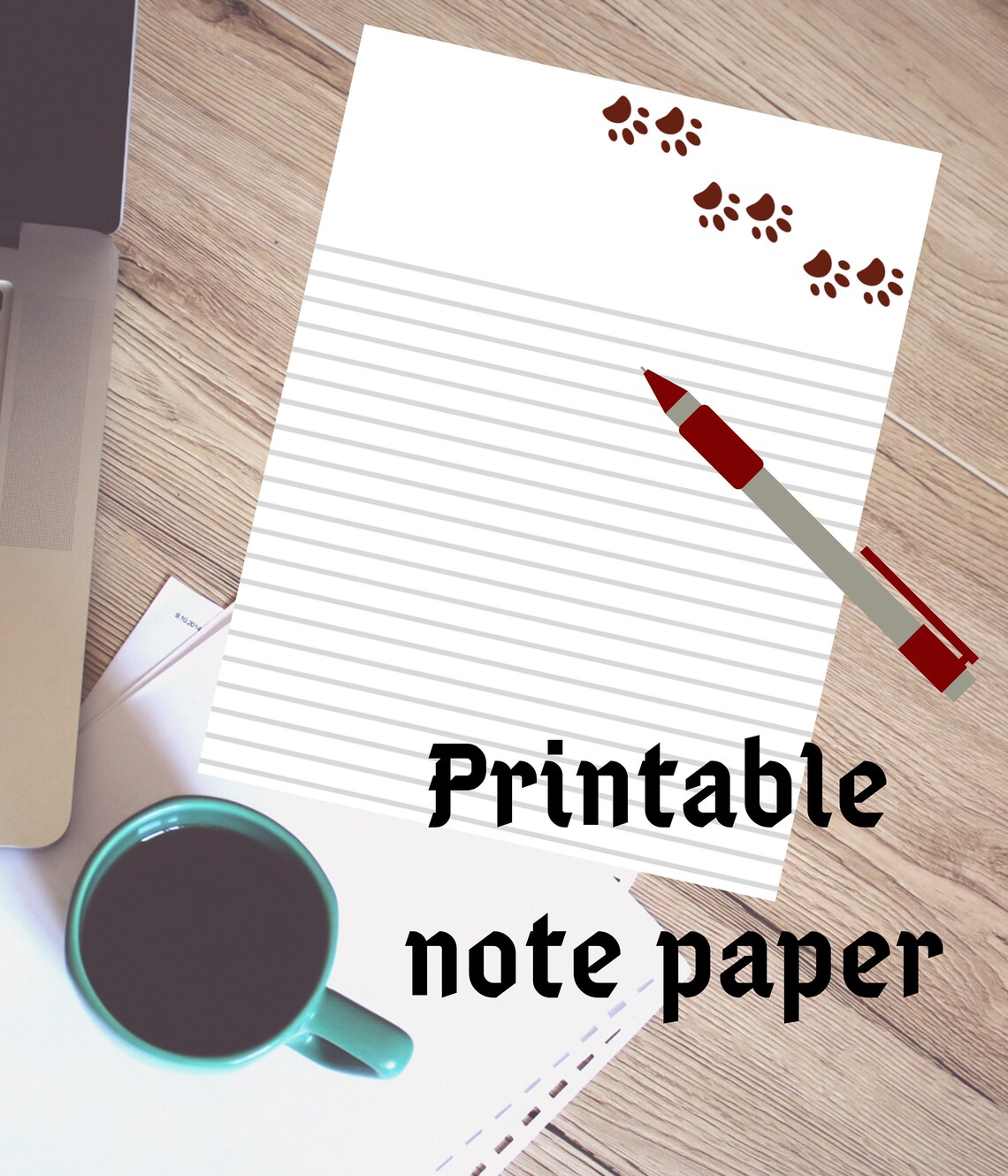 Dog Paw Print Note Pad Printable Paper Etsy