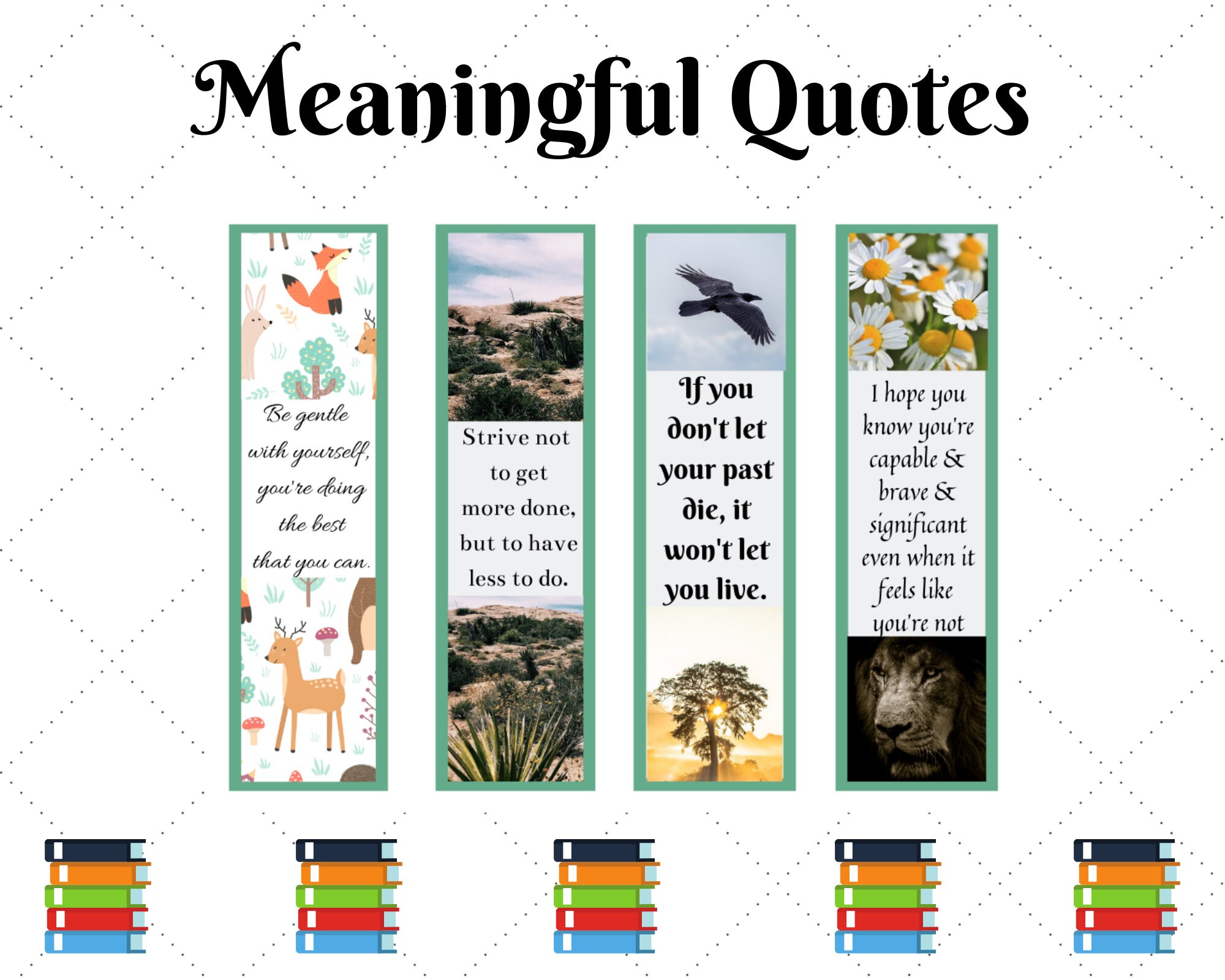 Meaningful Quotes on set of Bookmarks Printable Etsy