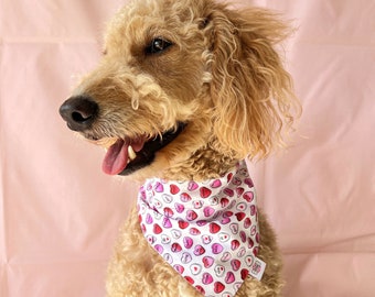 Valentines Day Dog Bandana, Candy Hearts Valentine’s Day Dog Bandana, Reversible, Double Sided Pet Bandana, XOXO Dog Gift