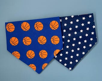 Basketball Dog Bandana, Reversible Snap-On Pet Bandana