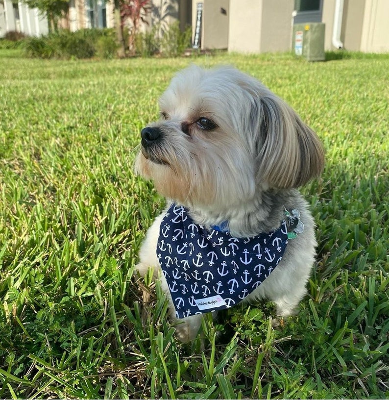 Anchor dog bandana over the collar personalized dog bandana blue dog bandana nautical dog bandana reversible scarf anchor pet bandana