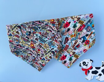 Reversible Disney Dog Bandana, Theme Park Inspired Pet Scarf
