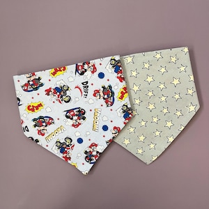 Super Mario Dog Bandana, Reversible Dog Bandana, Mario and Luigi Bros Pet Bandana, Personalized Dog Bandana, Snap On Bandana Super Mario