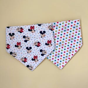 Minnie Mouse Dog Bandana, Mickey Mouse Dog Bandana, Disney Dog Bandana, Custom Dog Bandana, Gift for Pet Owner, Reversible Dog Bandana