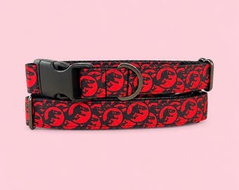 Handmade Jurassic Park Dinosaur Dog Collar, Adjustable Nylon Webbing Pet Accessory