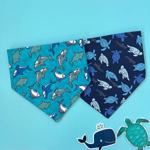 Shark Dog Bandana, Baby Shark Dog Bandana ,  Beach Dog Bandana, Spring Pet Bandana week dog bandana,  Dog Gift, Reversible Dog Bandana,