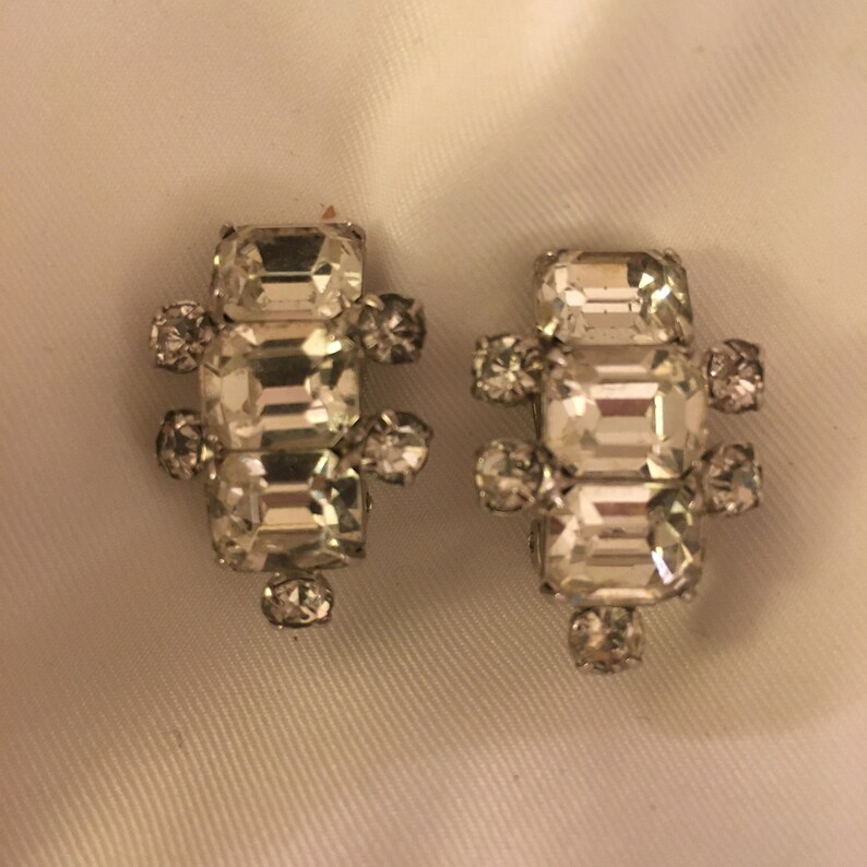Vintage Rhinestone Coro Clip on Earrings Etsy