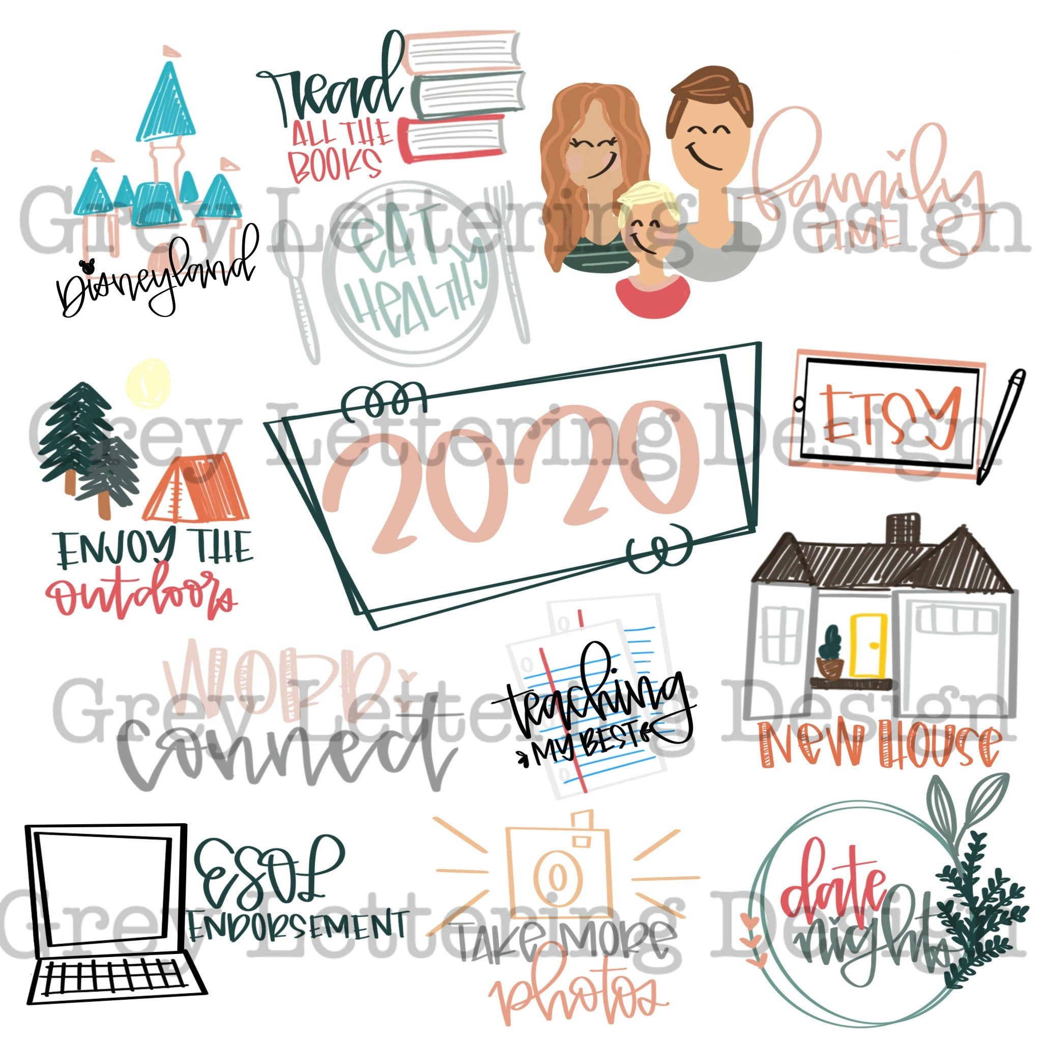 Custom Handlettered Hand Drawn Vision Board 2020 JPEG Jpg Etsy Ireland