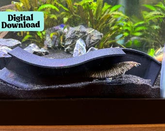 Nascondiglio per acquario stampato in 3D: grande tunnel ondulato per pesci e rettili (file STL)