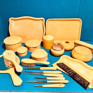 french ivory dresser set French Ivory Vanity Set