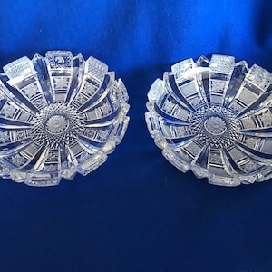 Cut crystal, heavy crystal, starburst design , vintage ornate bowl/ candy dish