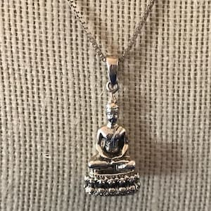 Preowned Sterling Buddha necklace, solid charm , sterling silver Buddha
