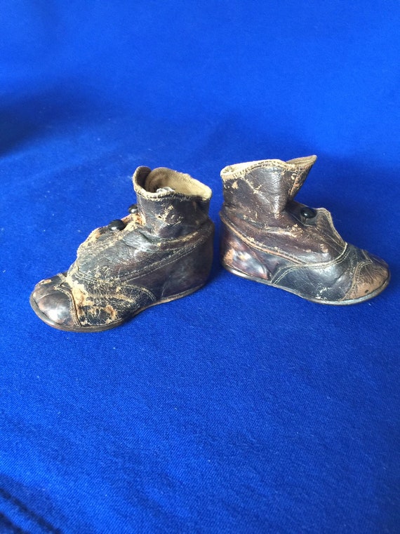 Antique Pair of Little Girls Button Up Shoes - image 4