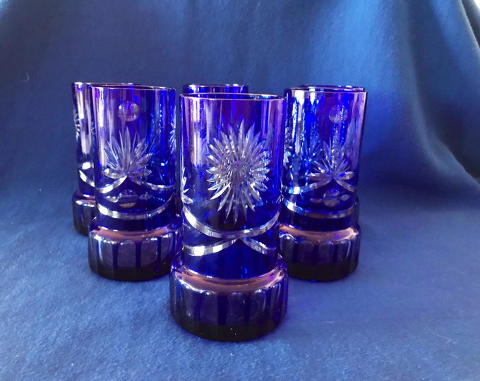 Antique Sapphire Blue Wine Glasses by CRISTAL D'ARQUESDURAND Cobalt Blue Glassware Etsy