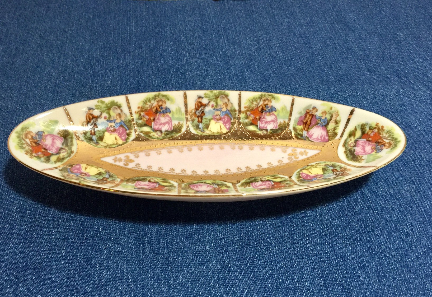 Arnart Creations Oval Dish With Victorian Couples Etsy