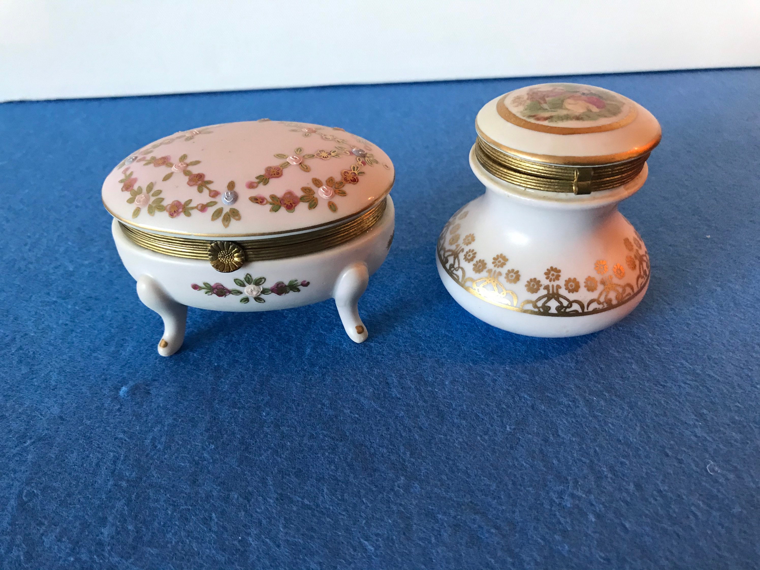 Pink Ceramic Collectible Trinket Boxes Etsy