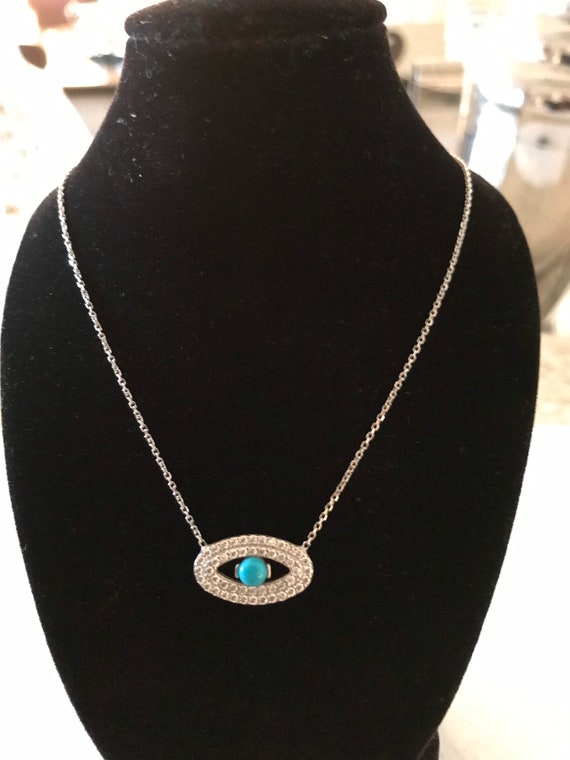 Sterling Evil Eye, Evil eye necklace, turquoise d… - image 2