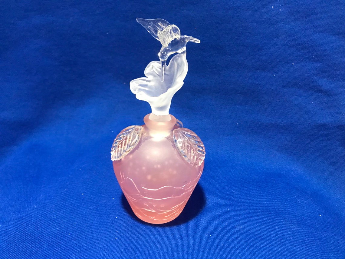 Vintage Perfume bottle pink perfume bottle hummingbird Etsy